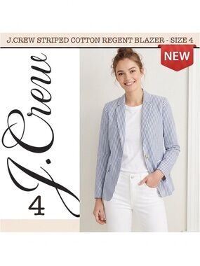 NEW J.CREW STRIPED COTTON REGENT BLAZER 4/ new condition